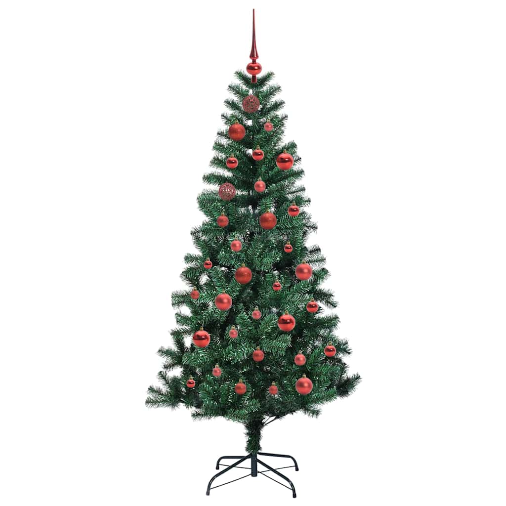 vidaXL Artificial Pre-lit Christmas Tree Green 150 cm PVC and Metal