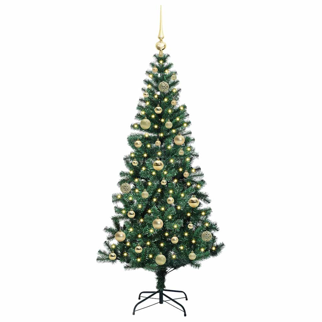 vidaXL Artificial Pre-lit Christmas Tree Green 150 cm PVC and Metal