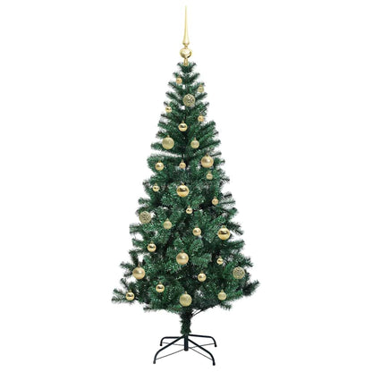 vidaXL Artificial Pre-lit Christmas Tree Green 150 cm PVC and Metal