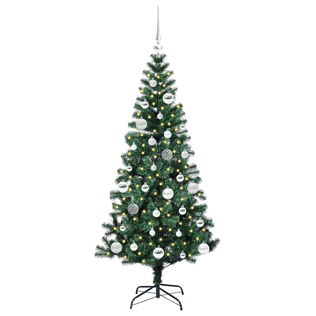 vidaXL Artificial Pre-lit Christmas Tree Green 150 cm PVC and Metal