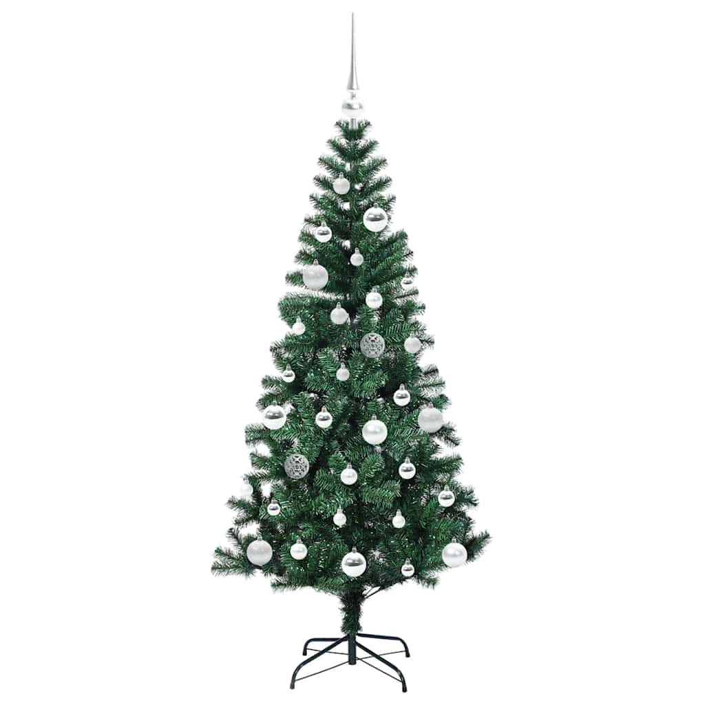 vidaXL Artificial Pre-lit Christmas Tree Green 150 cm PVC and Metal