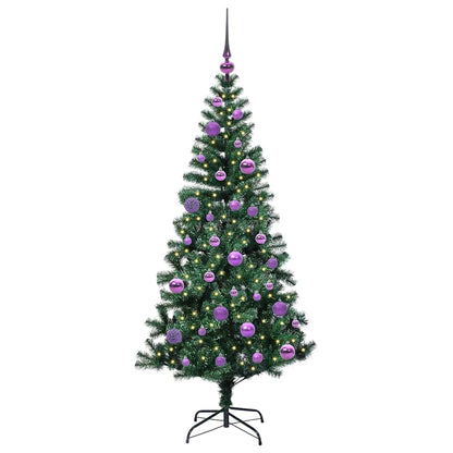 vidaXL Artificial Pre-lit Christmas Tree Green 150 cm PVC and Metal