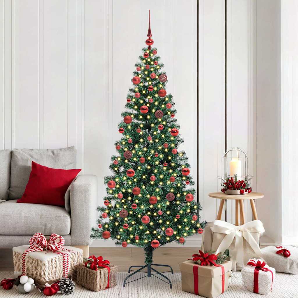 vidaXL Artificial Pre-lit Christmas Tree Green 180 cm PVC and Metal