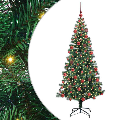 vidaXL Artificial Pre-lit Christmas Tree Green 180 cm PVC and Metal