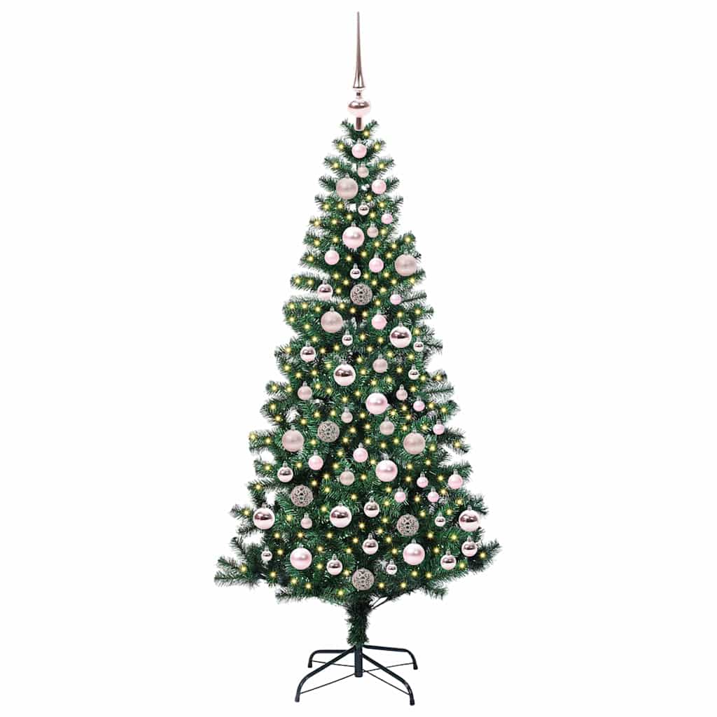 vidaXL Artificial Pre-lit Christmas Tree Green 180 cm PVC and Metal