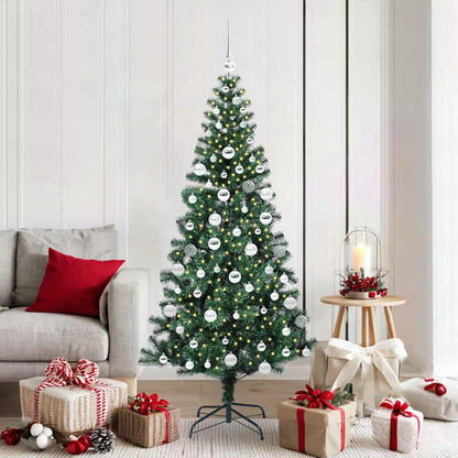 vidaXL Artificial Pre-lit Christmas Tree Green 180 cm PVC and Metal