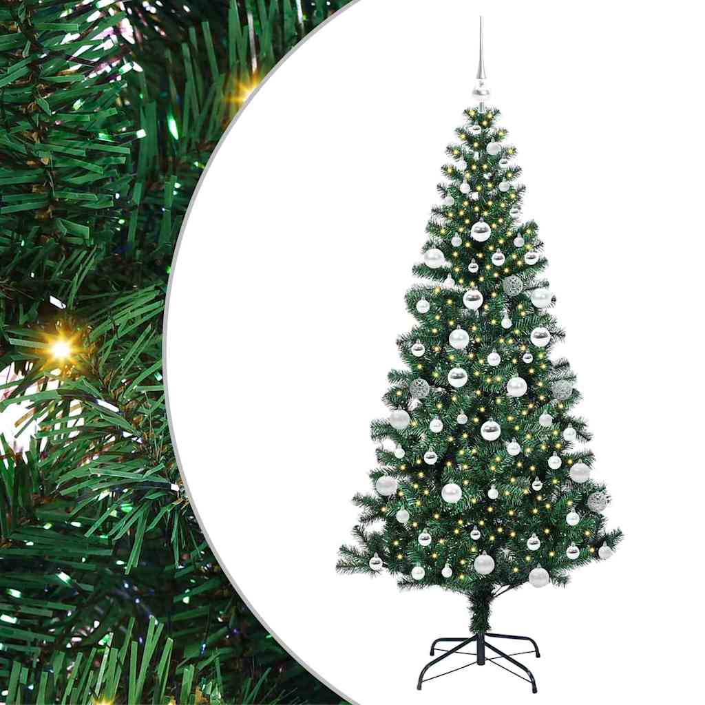 vidaXL Artificial Pre-lit Christmas Tree Green 180 cm PVC and Metal