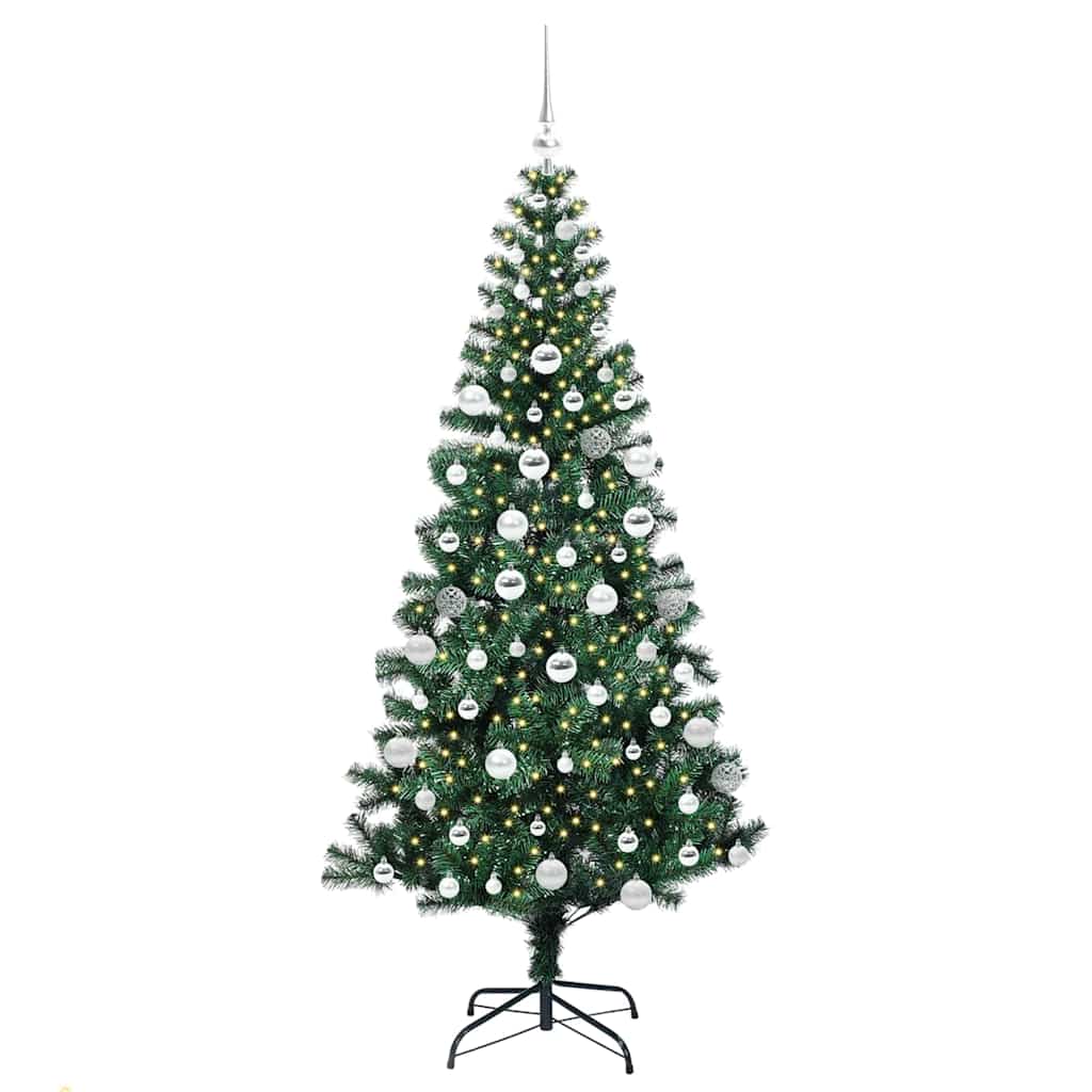 vidaXL Artificial Pre-lit Christmas Tree Green 180 cm PVC and Metal