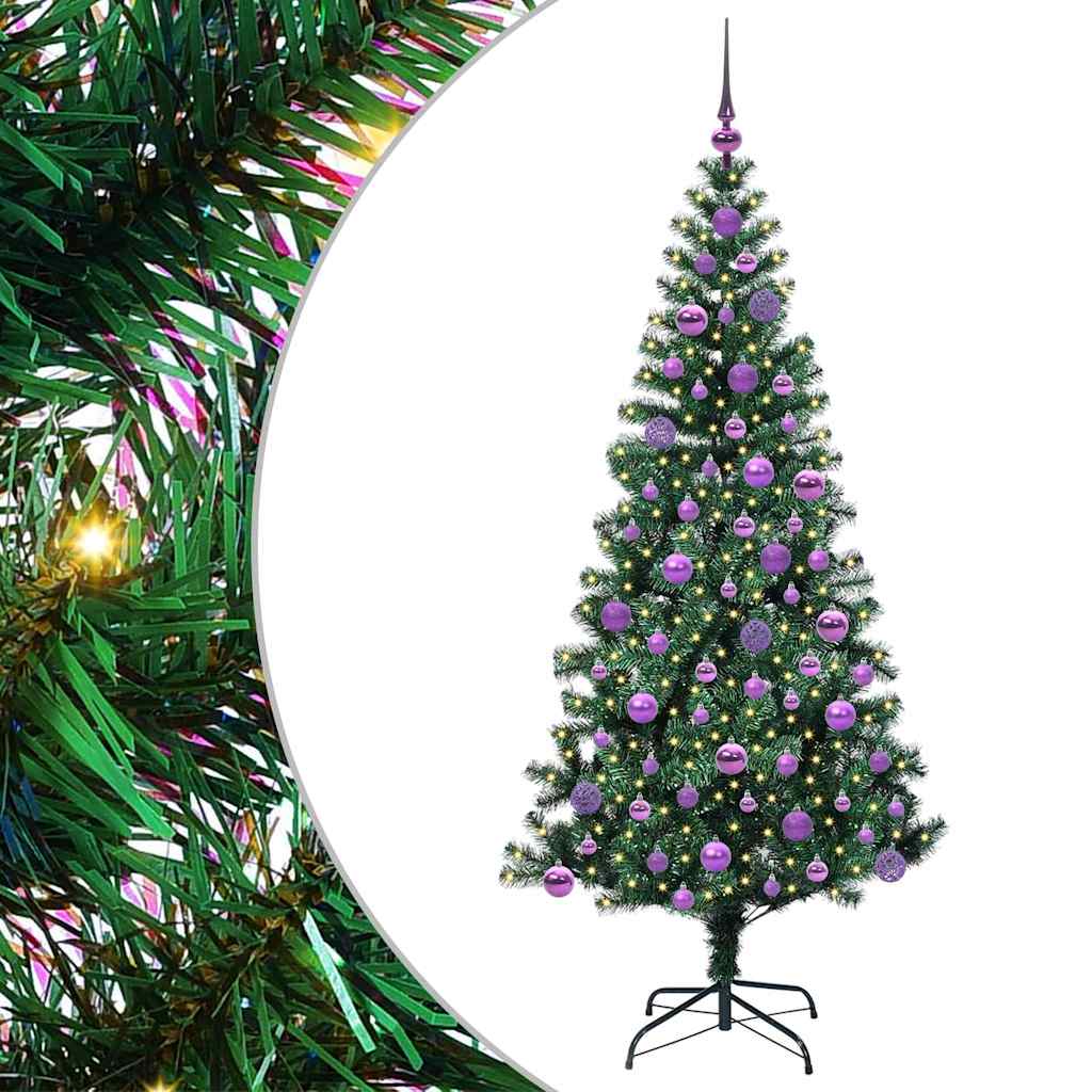 vidaXL Artificial Pre-lit Christmas Tree Green 180 cm PVC and Metal
