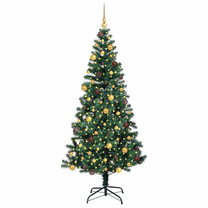 vidaXL Artificial Pre-lit Christmas Tree Green 210 cm PVC and Metal
