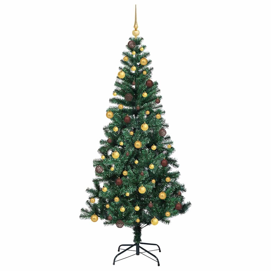 vidaXL Artificial Pre-lit Christmas Tree Green 210 cm PVC and Metal