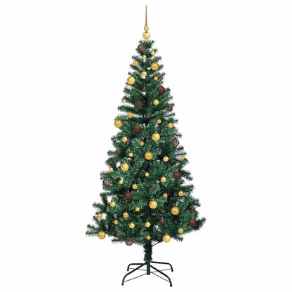 vidaXL Artificial Pre-lit Christmas Tree Green 210 cm PVC and Metal