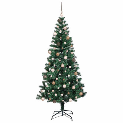 vidaXL Artificial Pre-lit Christmas Tree Green 210 cm PVC and Metal