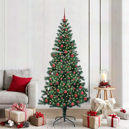 vidaXL Artificial Pre-lit Christmas Tree Green 210 cm PVC and Metal