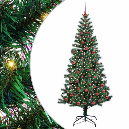 vidaXL Artificial Pre-lit Christmas Tree Green 210 cm PVC and Metal