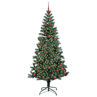 vidaXL Artificial Pre-lit Christmas Tree Green 210 cm PVC and Metal