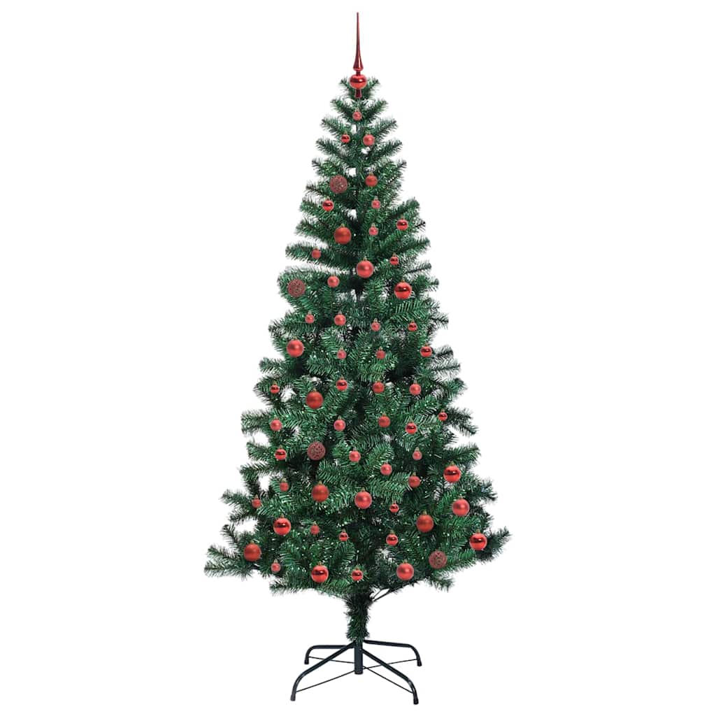 vidaXL Artificial Pre-lit Christmas Tree Green 210 cm PVC and Metal