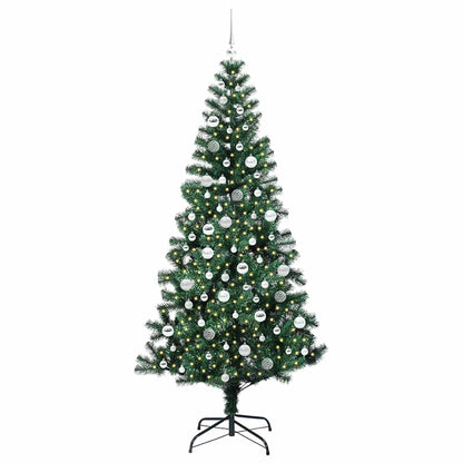 vidaXL Artificial Pre-lit Christmas Tree Green 210 cm PVC and Metal