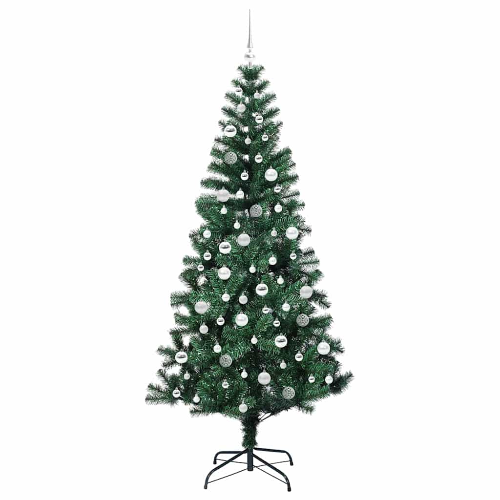 vidaXL Artificial Pre-lit Christmas Tree Green 210 cm PVC and Metal