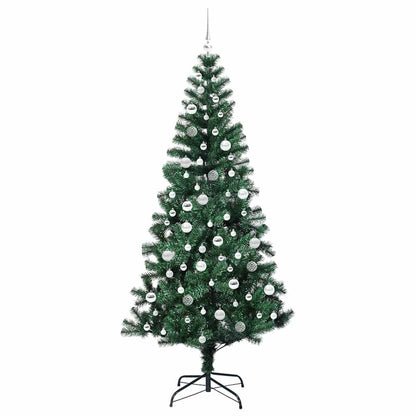 vidaXL Artificial Pre-lit Christmas Tree Green 210 cm PVC and Metal