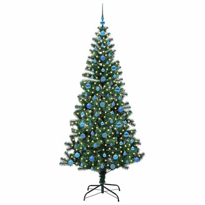 vidaXL Artificial Pre-lit Christmas Tree Green 210 cm PVC and Metal