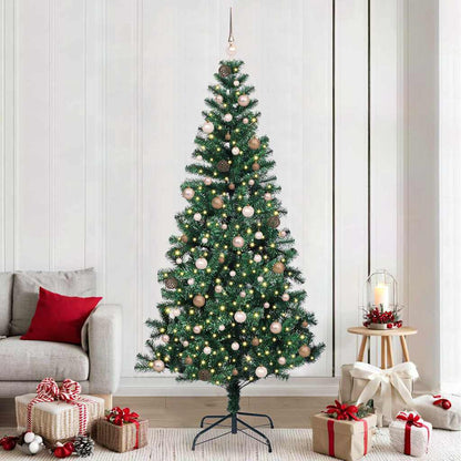vidaXL Artificial Pre-lit Christmas Tree Green 240 cm PVC and Metal