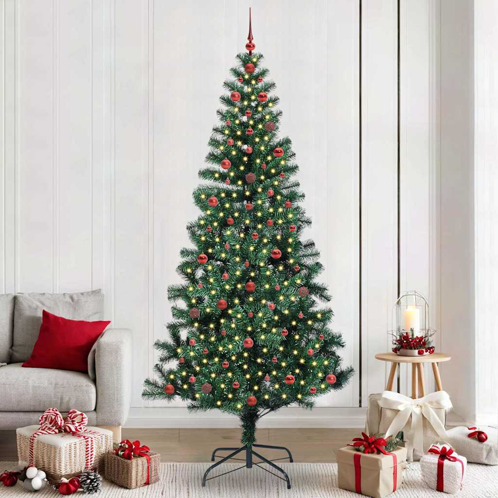 vidaXL Artificial Pre-lit Christmas Tree Green 240 cm PVC and Metal