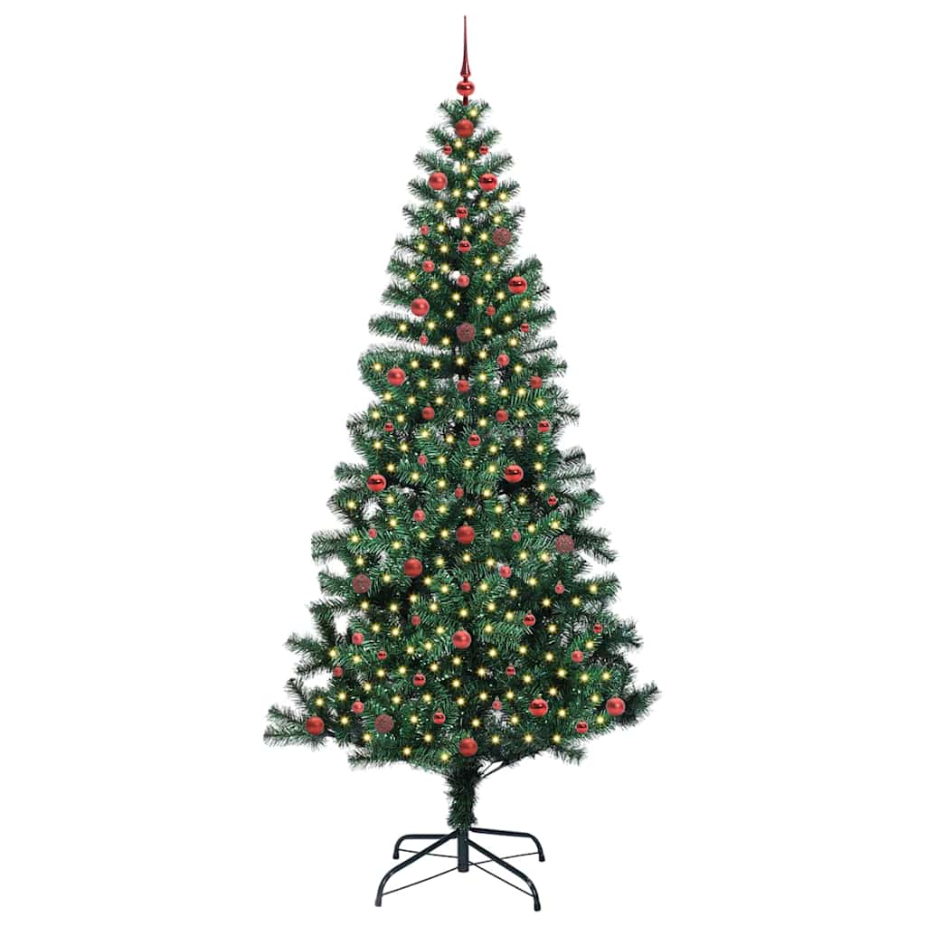 vidaXL Artificial Pre-lit Christmas Tree Green 240 cm PVC and Metal