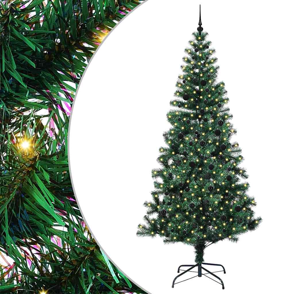 vidaXL Artificial Pre-lit Christmas Tree Green 240 cm PVC and Metal