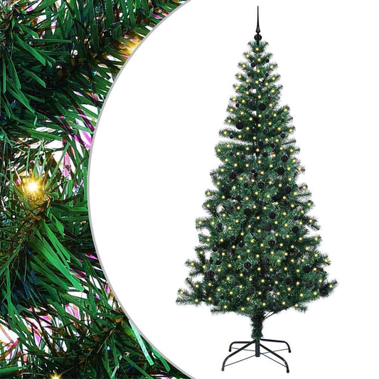 vidaXL Artificial Pre-lit Christmas Tree Green 240 cm PVC and Metal