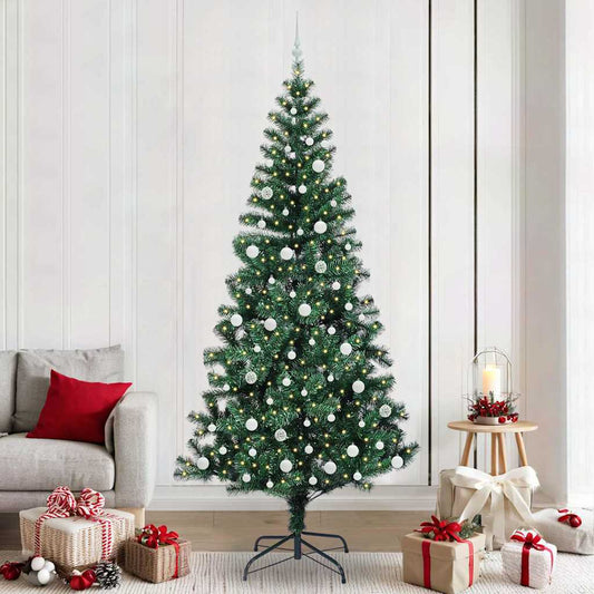 vidaXL Artificial Pre-lit Christmas Tree Green 240 cm PVC and Metal