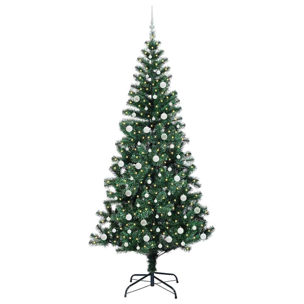 vidaXL Artificial Pre-lit Christmas Tree Green 240 cm PVC and Metal