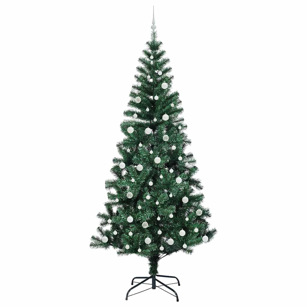 vidaXL Artificial Pre-lit Christmas Tree Green 240 cm PVC and Metal