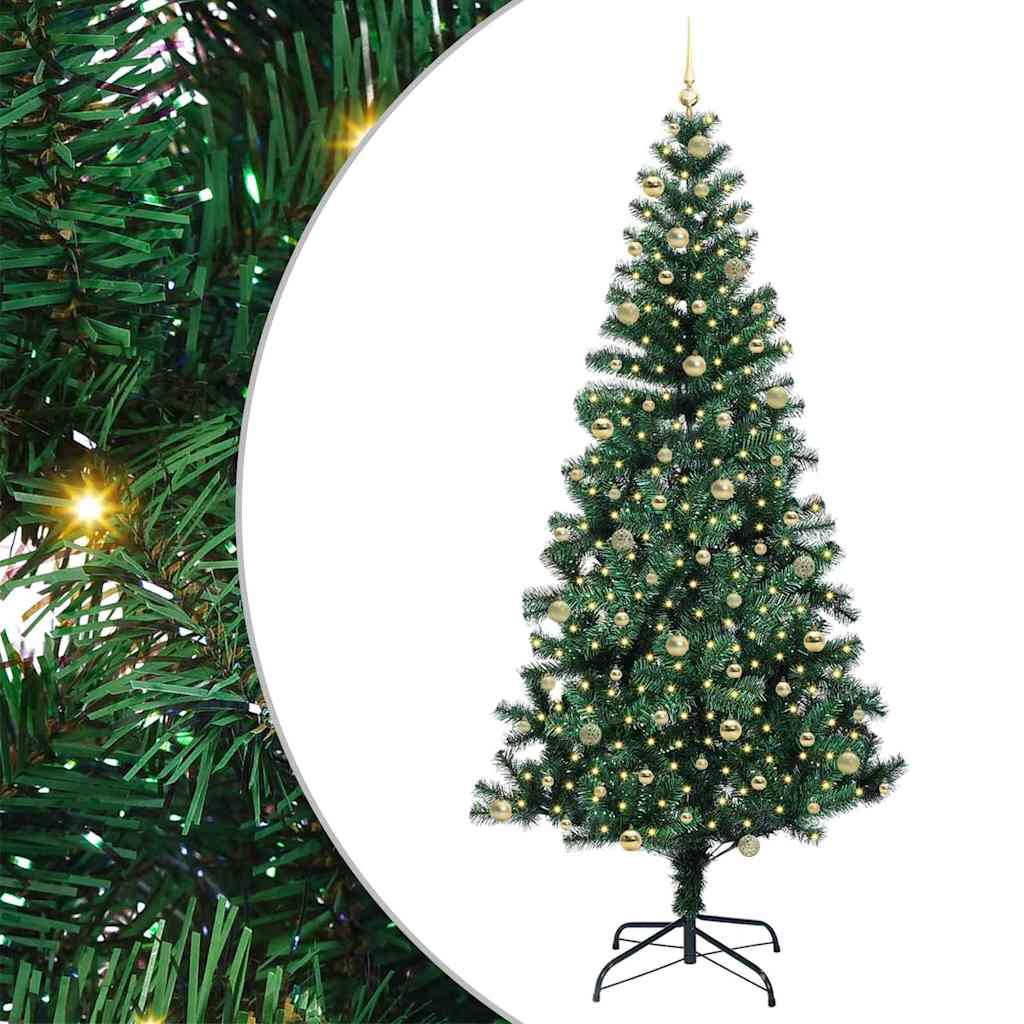 vidaXL Artificial Pre-lit Christmas Tree Green 240 cm PVC and Metal