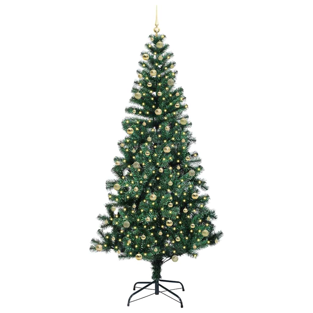 vidaXL Artificial Pre-lit Christmas Tree Green 240 cm PVC and Metal
