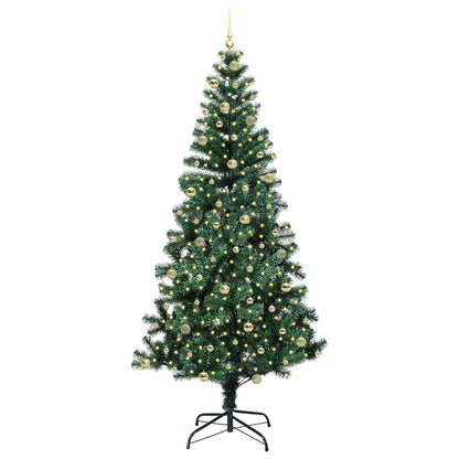 vidaXL Artificial Pre-lit Christmas Tree Green 240 cm PVC and Metal