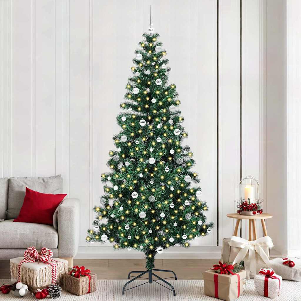 vidaXL Artificial Pre-lit Christmas Tree Green 240 cm PVC and Metal