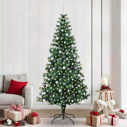 vidaXL Artificial Pre-lit Christmas Tree Green 240 cm PVC and Metal