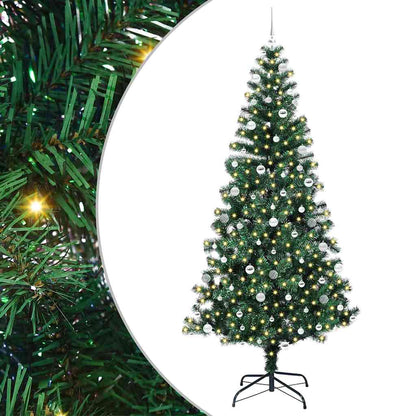 vidaXL Artificial Pre-lit Christmas Tree Green 240 cm PVC and Metal