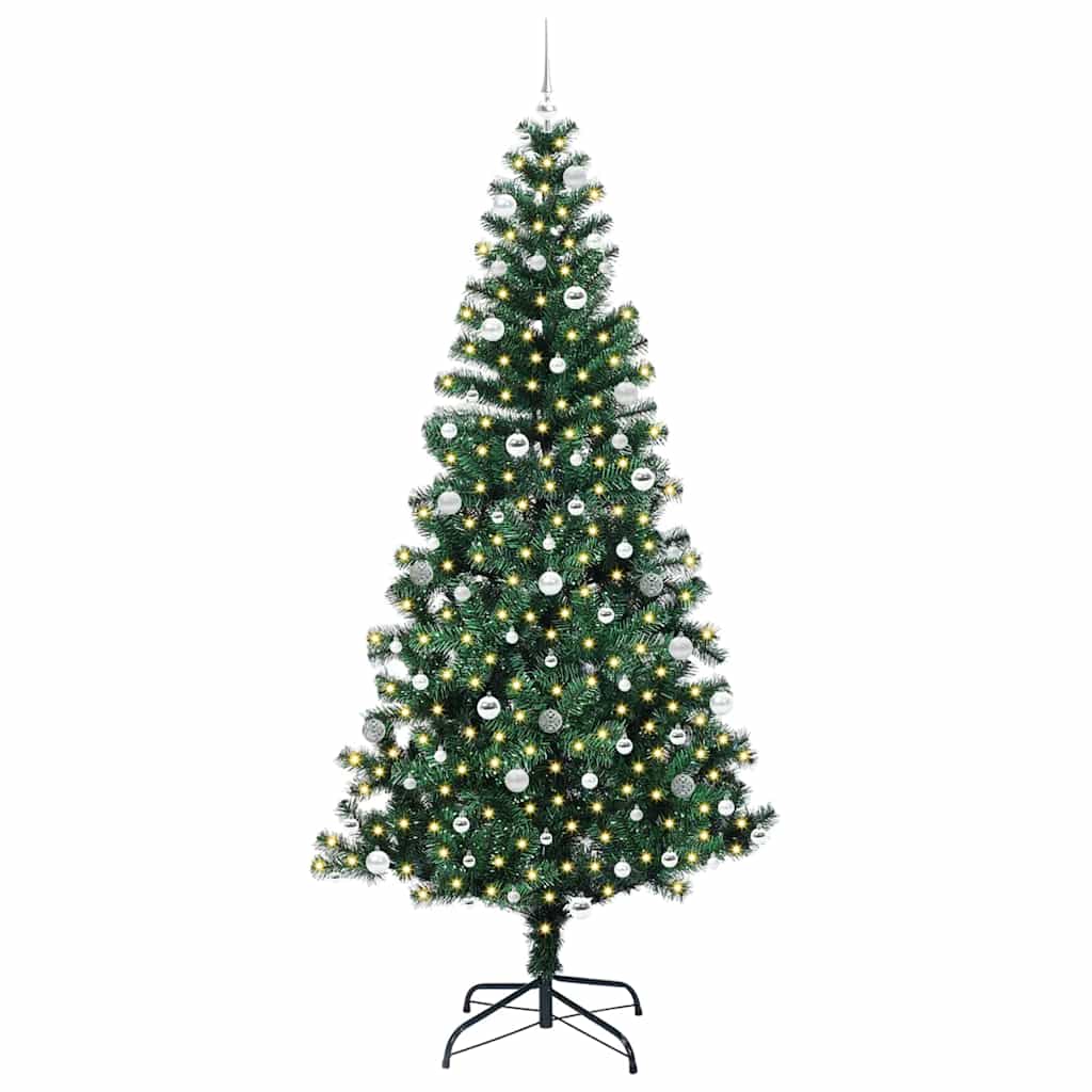 vidaXL Artificial Pre-lit Christmas Tree Green 240 cm PVC and Metal