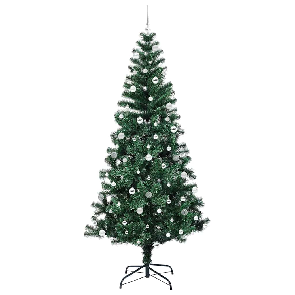 vidaXL Artificial Pre-lit Christmas Tree Green 240 cm PVC and Metal