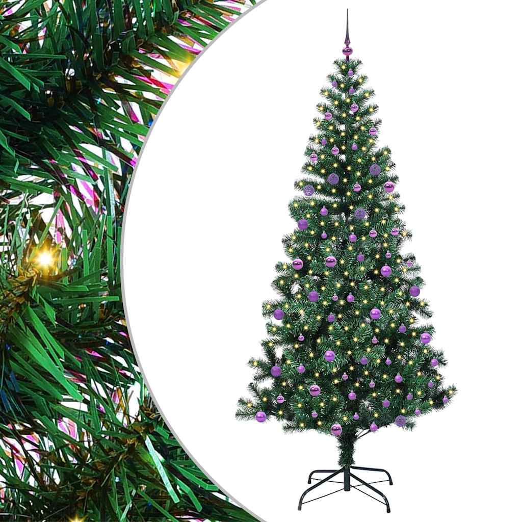 vidaXL Artificial Pre-lit Christmas Tree Green 240 cm PVC and Metal