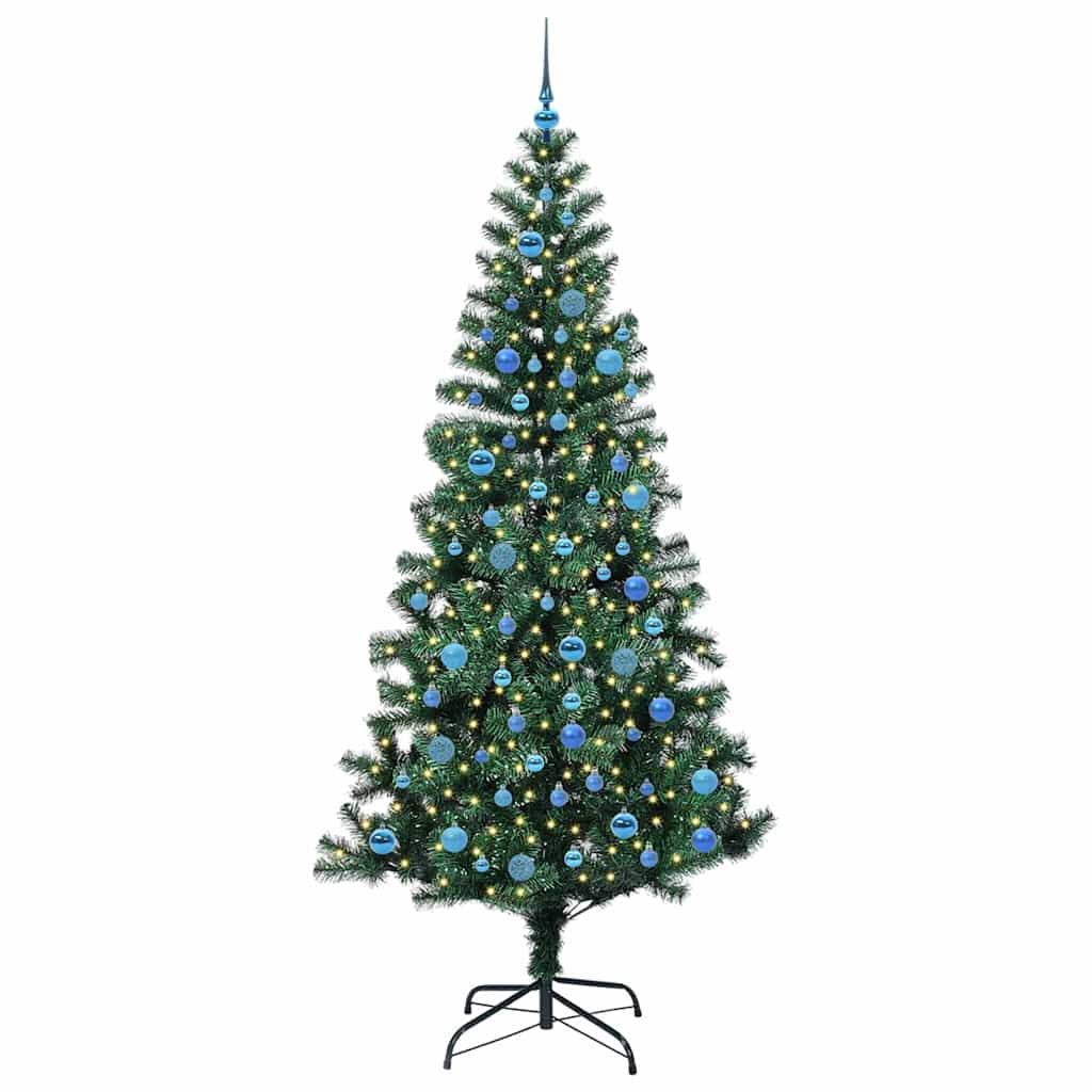 vidaXL Artificial Pre-lit Christmas Tree Green 240 cm PVC and Metal