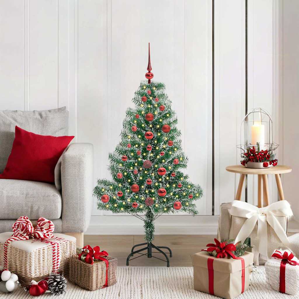 vidaXL Artificial Christmas Tree Snow Flocked with LED Light 120 cm