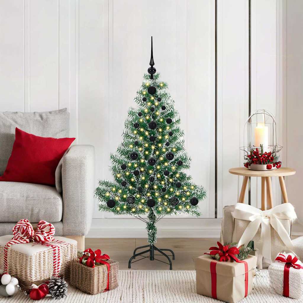 vidaXL Artificial Christmas Tree Snow Flocked with LED Light 120 cm