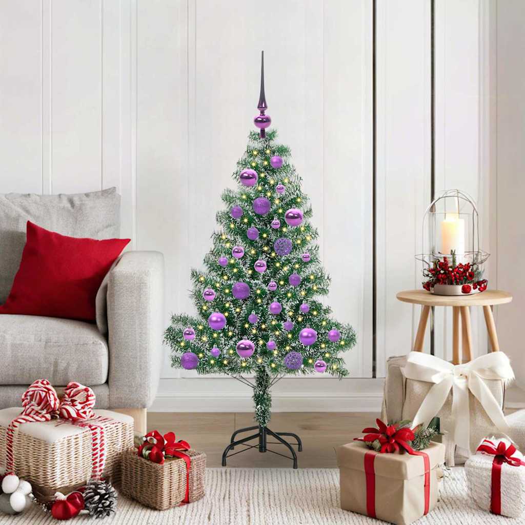 vidaXL Artificial Christmas Tree Snow Flocked with LED Light 120 cm
