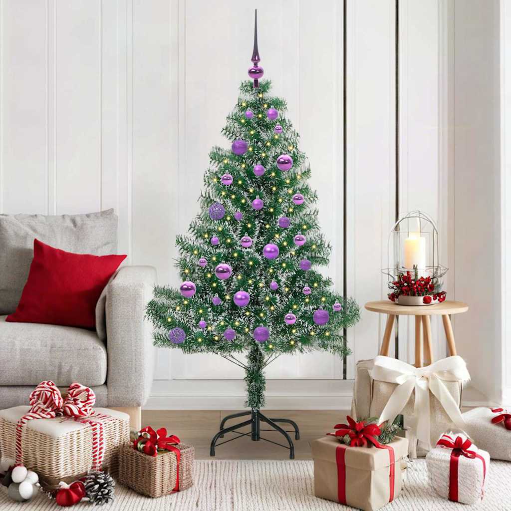 vidaXL Artificial Christmas Tree Snow Flocked with LED Light 150 cm