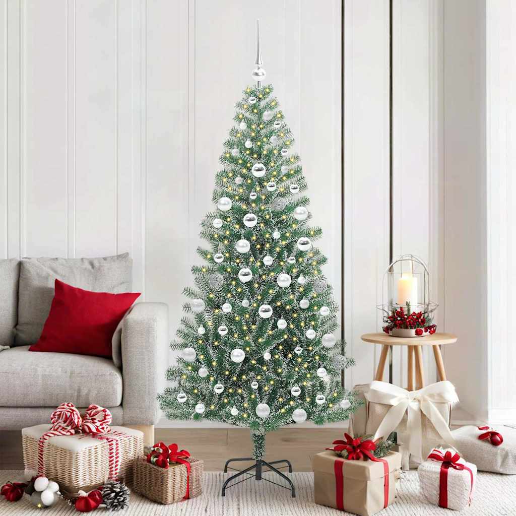 vidaXL Artificial Christmas Tree Snow Flocked with LED Light 180 cm