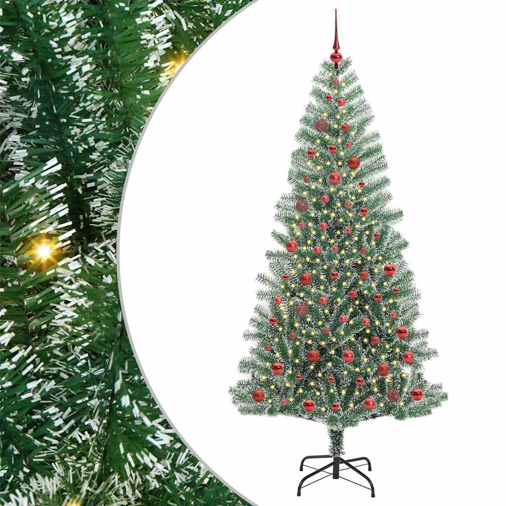 vidaXL Artificial Christmas Tree Snow Flocked with LED Light 210 cm