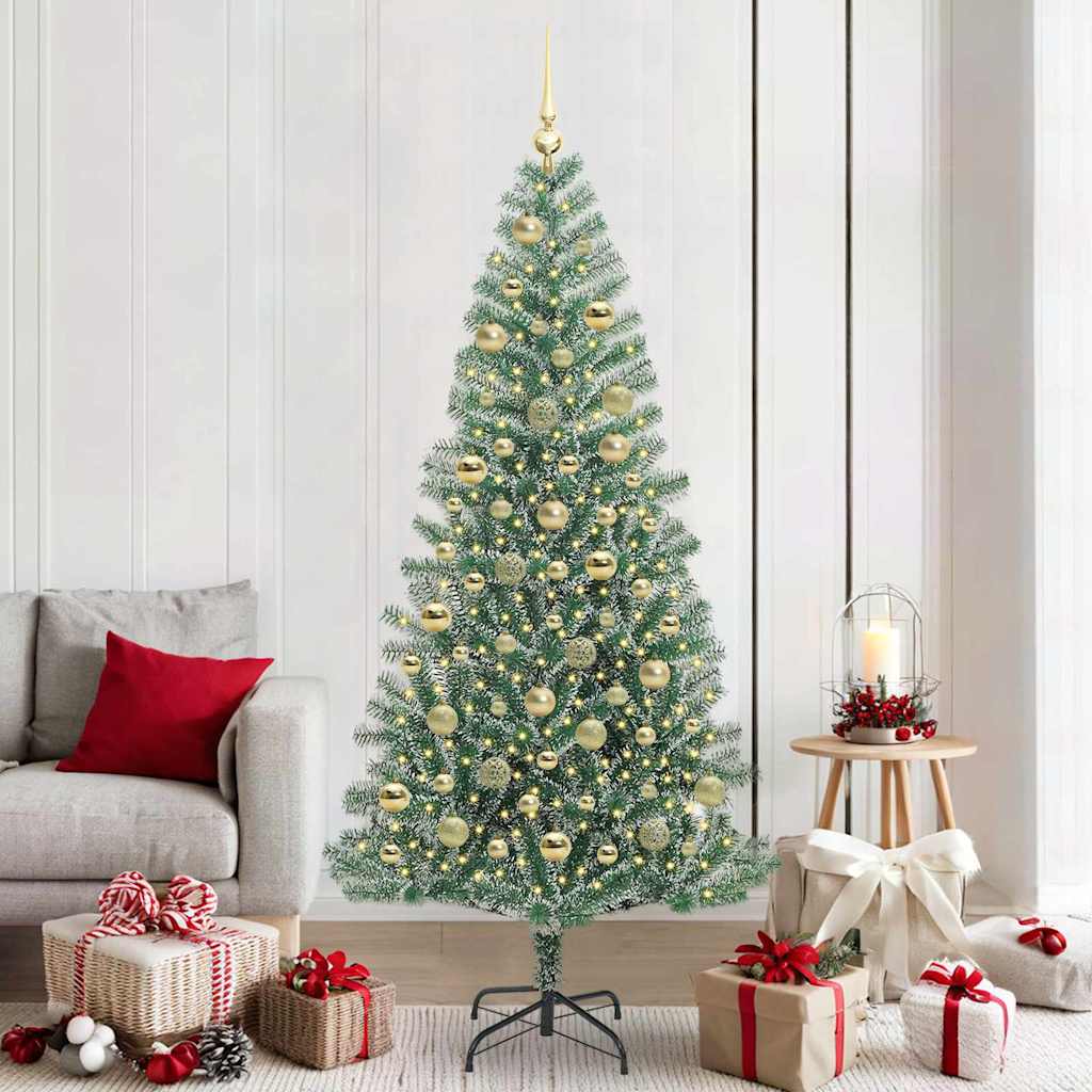 vidaXL Artificial Christmas Tree Snow Flocked with LED Light 210 cm